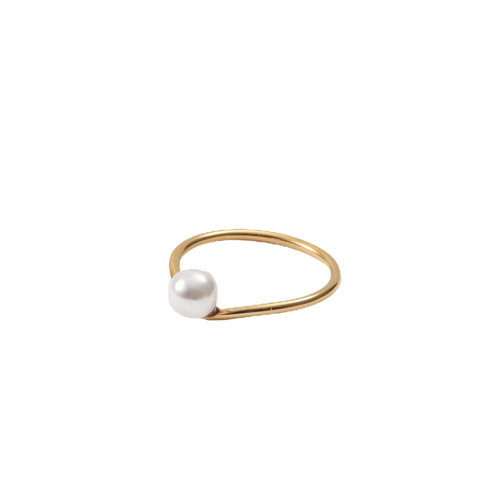 18k Gold Plated Pearl Titanium Steel Ring