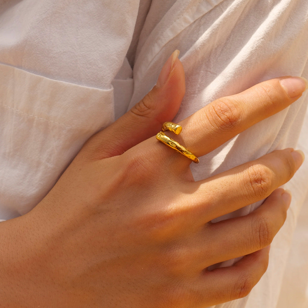Hammered Gold Plated Geometric Ring