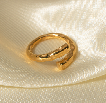 Hammered Gold Plated Geometric Ring