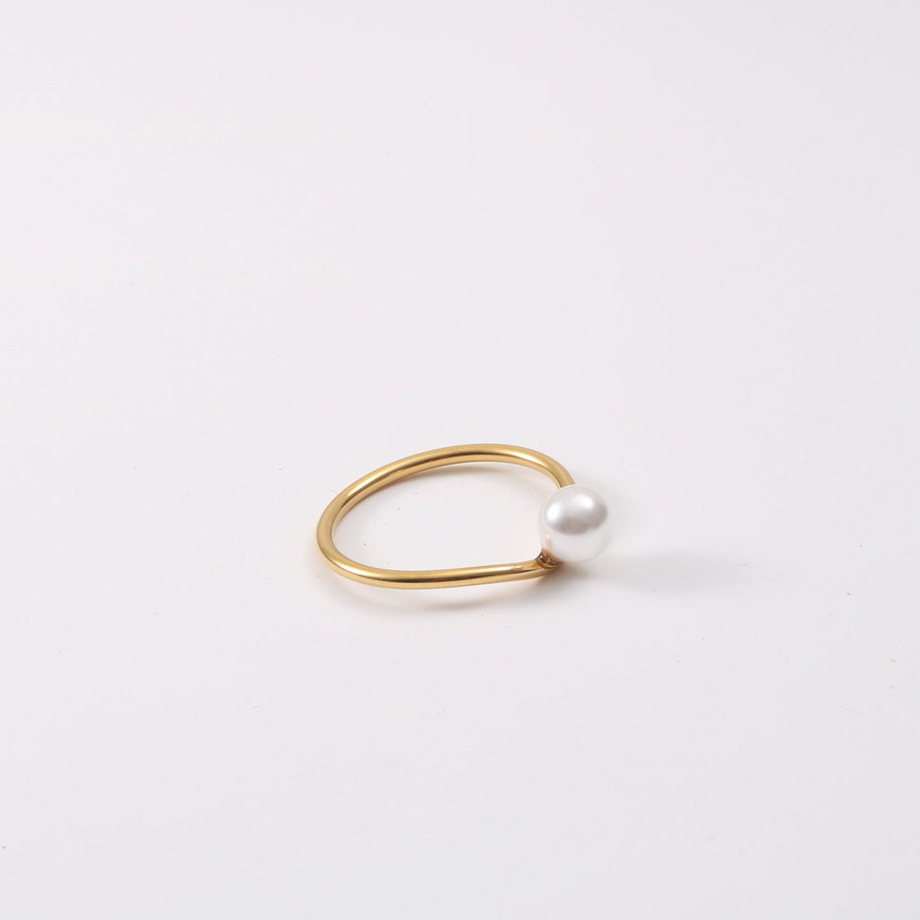 18k Gold Plated Pearl Titanium Steel Ring