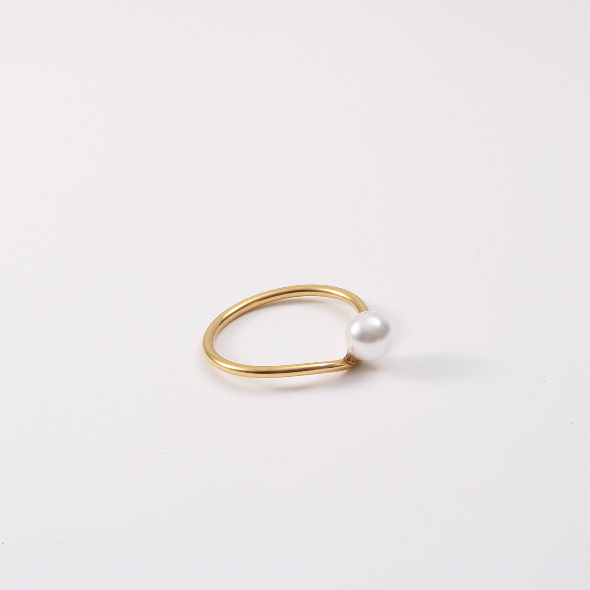 18k Gold Plated Pearl Titanium Steel Ring