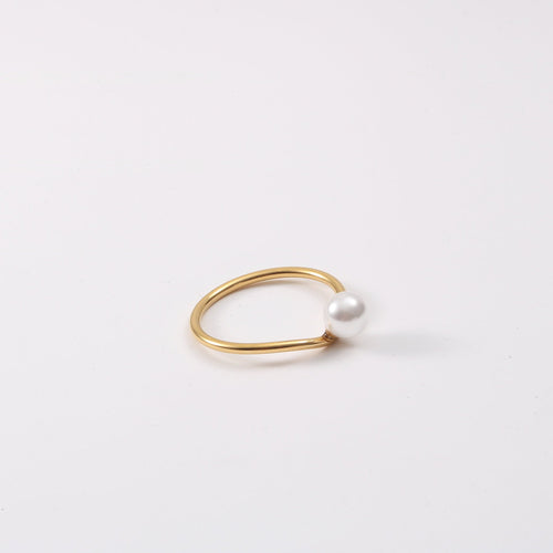 18k Gold Plated Pearl Titanium Steel Ring